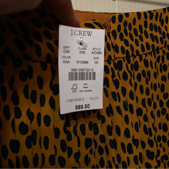 J.Crew pleased skirt mustard black polka dots size 00 - Picture 10 of 10